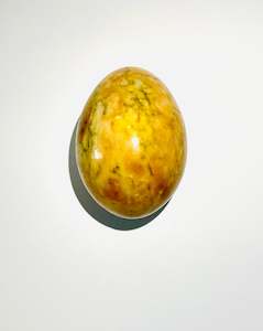 Oriental Antiques: Agate Egg Tan and Yellow with Green veins
