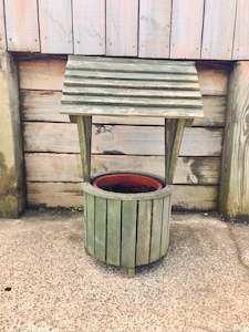 Outdoor And Storage: Vintage Wooden Garden Well with Terracotta Planter Insert( Pick Up In Store Only)