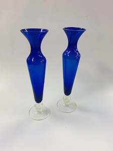 Crystal And Glass Vases: Pair of cobalt blue glass vases