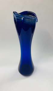 Crystal And Glass Vases: Heavy cobalt blue art glass vase