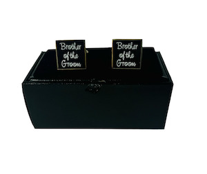 Costume Jewellery: Cuff Links “Brother of the Groom”on Black Background”