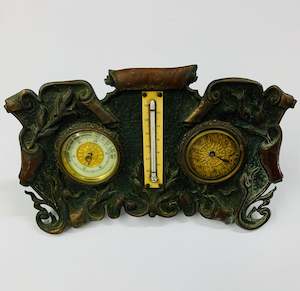 Hobbies And Crafts: Heavy Art Nouveau cast metal standing barometer