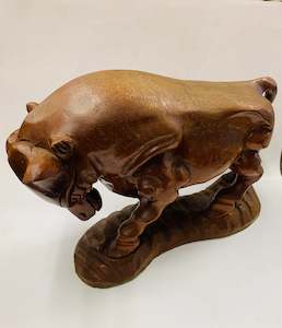 Decorative Wooden Ware: Large wooden carved Bull