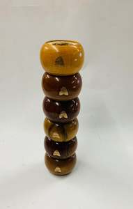 Decorative Wooden Ware: Set 6 native Tasmanian wood napkin rings with 9ct Tasmania map