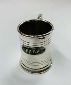 Silver Plate: Silver Plated enamel Baby mug