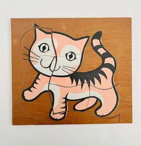 Childrens Gifts: Vintage Wooden Cat Puzzle