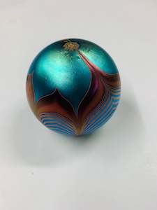 Art Glass: OKRA Iridescent paperweight