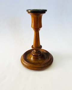Candles: Wooden Candle Stick Holder with Metal insert