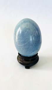 Oriental Antiques: Light Blue Agate Egg with Grey Rings