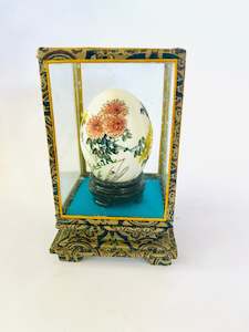 Oriental Antiques: Chinese Designed Hand Painted Egg in a Glass Box