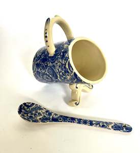 Cookware: Unique Calico Style Salt Pig with spoon