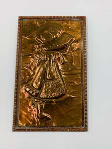 Clocks Mirrors And Frames: Copper picture of a young girl in a wooden frame