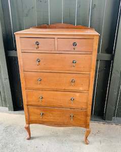 Antique wooden tallboy chest of drawers