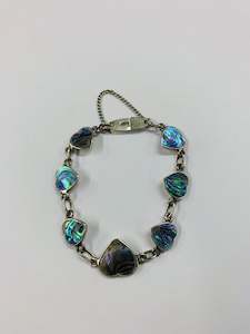 Jewellery: Sterling silver and Paua shell heart bracelet