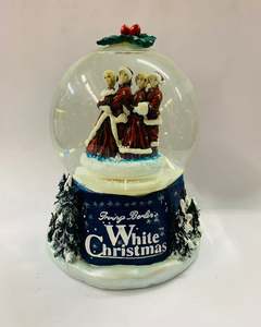 Glass And Crystal: Large vintage musical glass Xmas snow globe