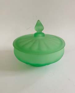 Glass And Crystal: Uranium green glass jewellery box