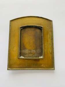 Clocks Mirrors And Frames: Large solid brass antique beaded edge photo frame