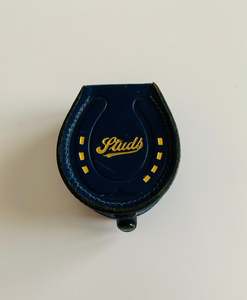 Jewellery: Antique blue leather stud box