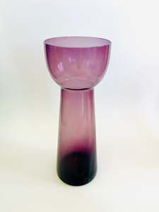 Art Glass Purple Midcentury Style Tubular Vase