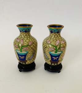 Pair of vintage Cloisonné vases