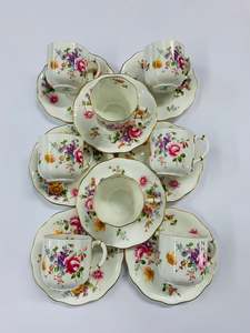 Set 8 Royal Crown Derby Posies coffee cups and saucers