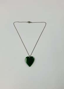 Silver Jewellery: Antique greenstone heart pendant