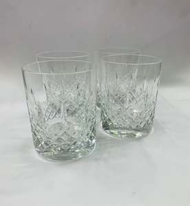 Glass Sets: Set 4 large heavy crystal whisky tumblers