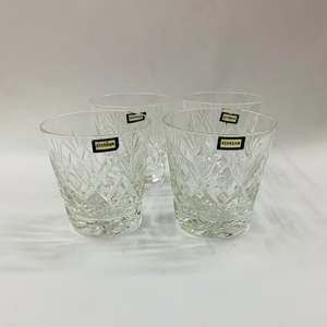 Set 4 heavy Georgian crystal whisky tumblers