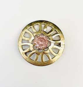 Costume Jewellery: Vintage Round Brooch with Purple Coloured Jewel