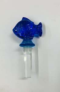 Vintage art glass fish wine bottle stopper