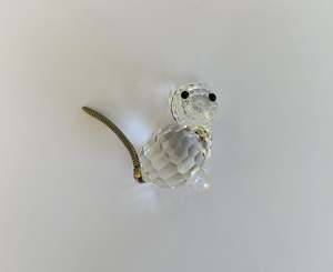 Figurines And Ornaments: Swarovski Crystal Small Cat with Metal Tail
