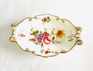 Derby Posies Oval Dish with Scroll Edges