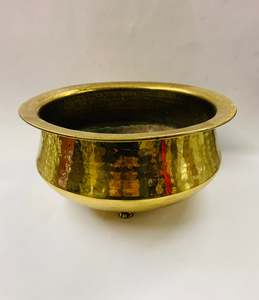 Large beaten brass planter