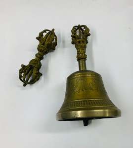 Antique brass Buddist Bell and Dorje set