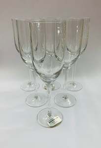Glass And Crystal: Set 6 Murano glass hand cut champagne flutes