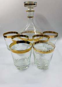 Retro Midcentury decanter and whisky glass set