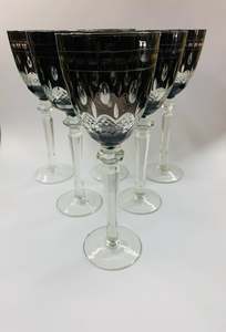 Glass And Crystal: Set of 6 vintage Venetian tall wine glasses