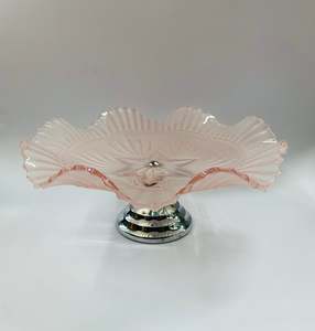 Glass And Crystal: Pink depression glass cake stand