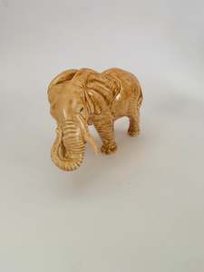 SylvaC Pottery Tan Bull Elephant with Tilted Head