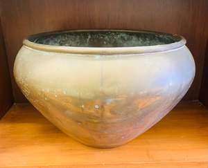 Brass And Metalware: Large antique brass planter