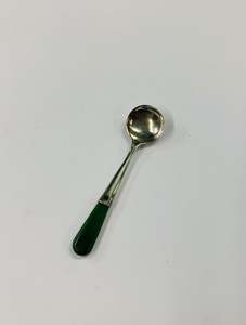 Sterling silver and greenstone handle salt spoon