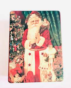 Brass And Metalware: Large Vintage Santa Tin