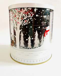 Vintage Cylinder Tin with 3D Christmas Image