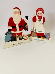 Folk Art wooden Xmas bookends