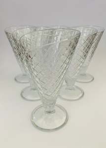 Crystal And Glass Compotes And Bowls: Set of Six Italian Sundae Glasses