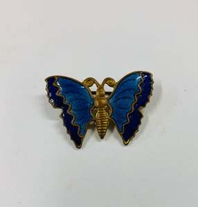 Antique enamel butterfly brooch