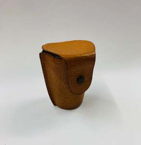 Set of 4 retro Midcentury metal tumblers in a leather case