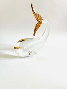 Art Glass: Murano Venezian Glass Whale with Sticker