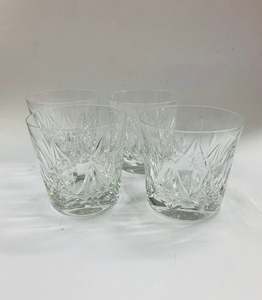 Glass And Crystal: Set 4 heavy cut crystal whisky tumblers