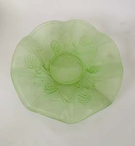 Uranium Glass Scolloped Edge Plate